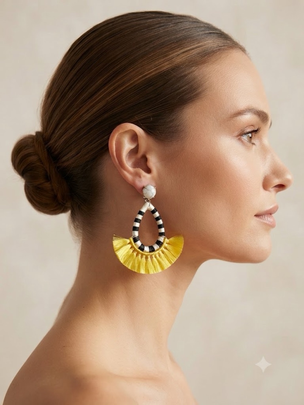 BaubleBar Nordstrom Fringe Hoop Statement Earrings Striped Accent Vacation